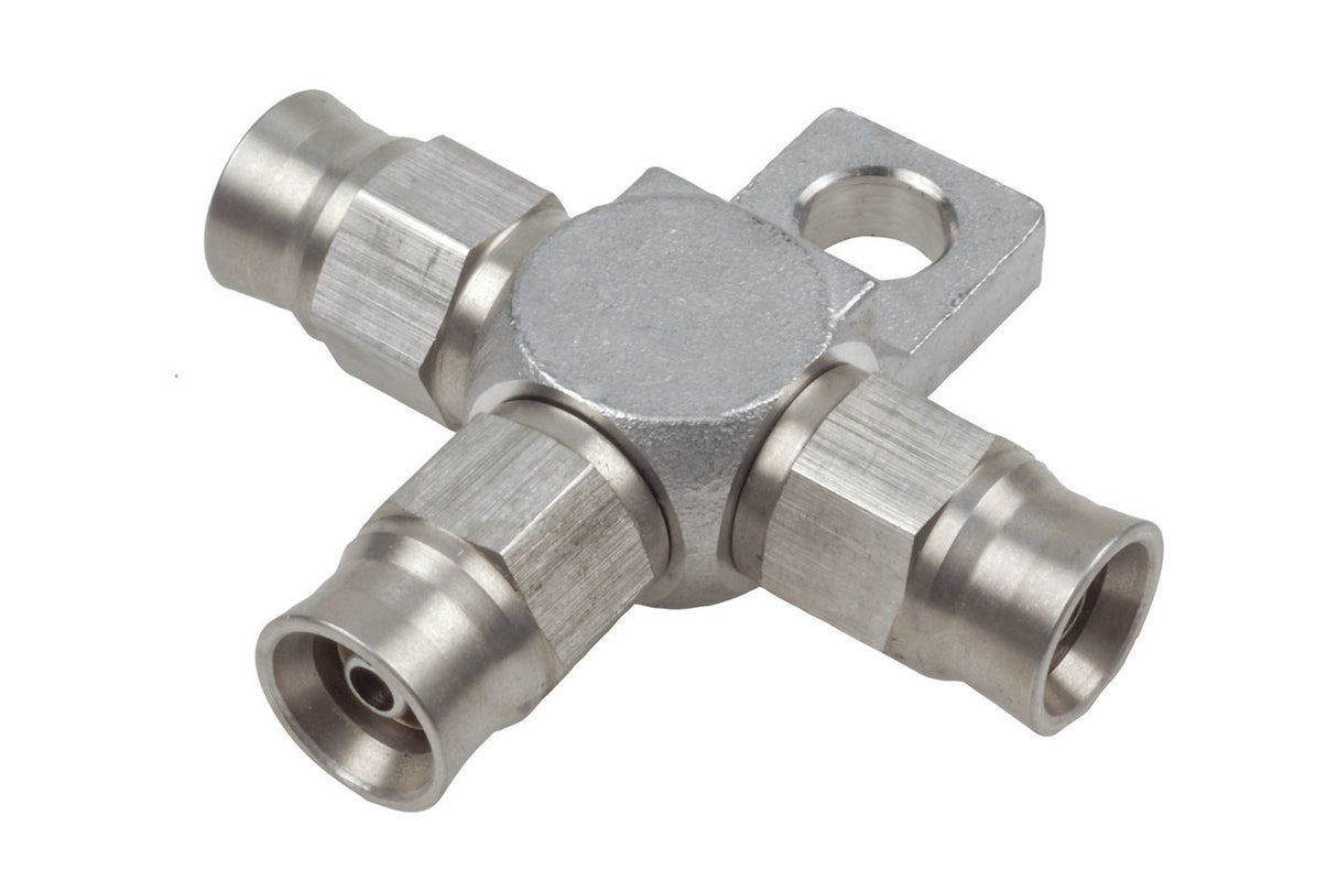Raceworks 200 Series AN-3 Stainless Steel Teflon Hose End Tee With Bracket