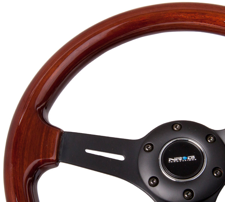 NRG Classic 330mm Wood Grain Steering Wheel - Black Spoke