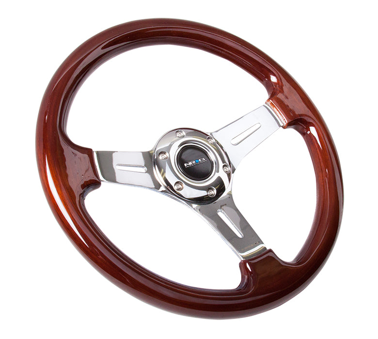 NRG Classic 330mm Wood Grain Steering Wheel - Chrome Spoke