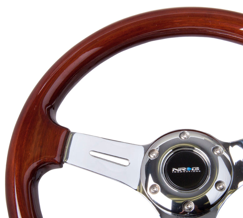 NRG Classic 330mm Wood Grain Steering Wheel - Chrome Spoke