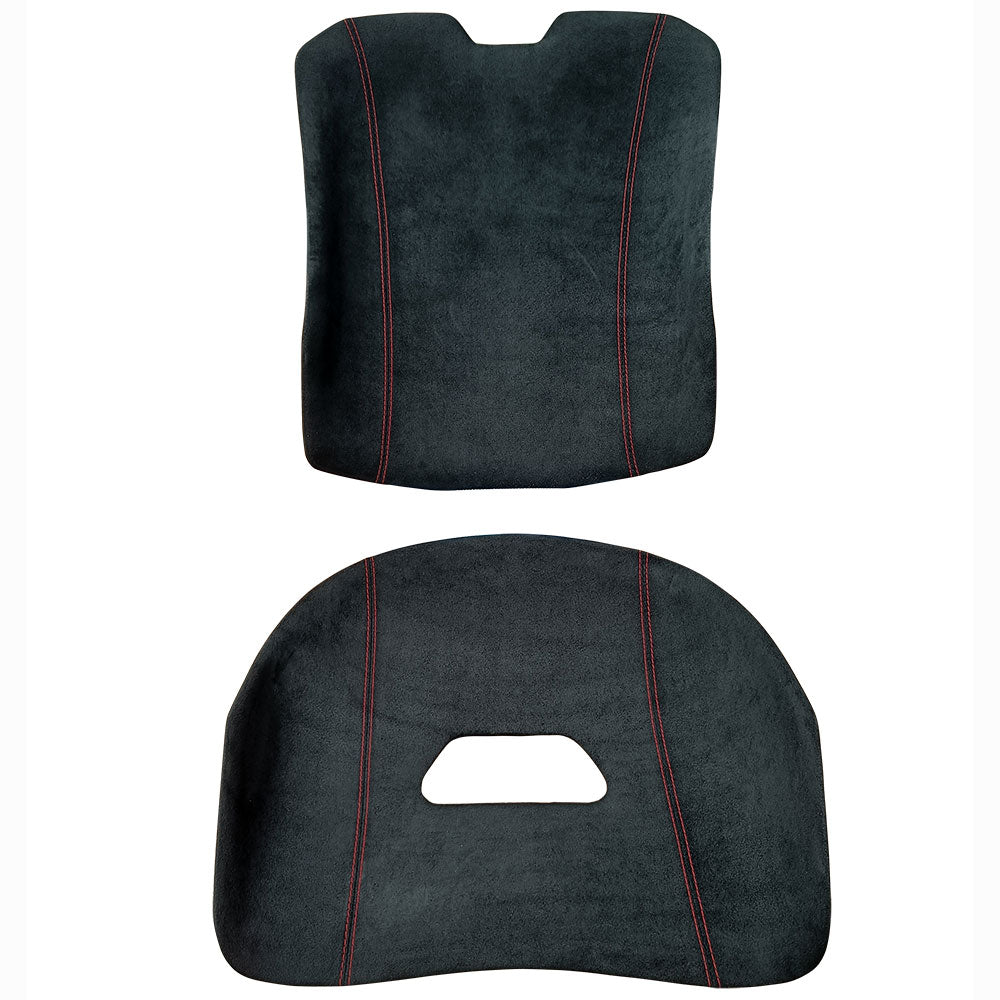 Tillett Two Panel Dinamica Suede Trim Set w/Red Stitch - Suits Tillett B10 XL Size Seat Only