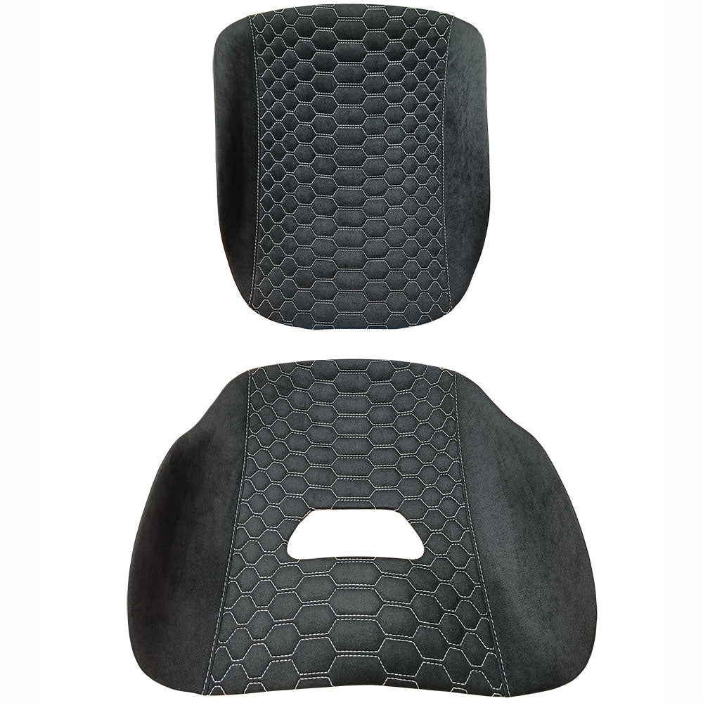 Tillett Two Panel Hex Stitch Suede Trim Set w/Silver Side Lines - Suits Tillett B8 STD Size Seat Only