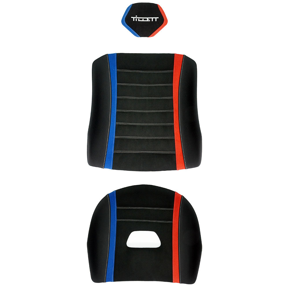 Tillett Three Panel BMW M Suede/Leather Trim Set - Suits Tillett B10XL Size Seat Only