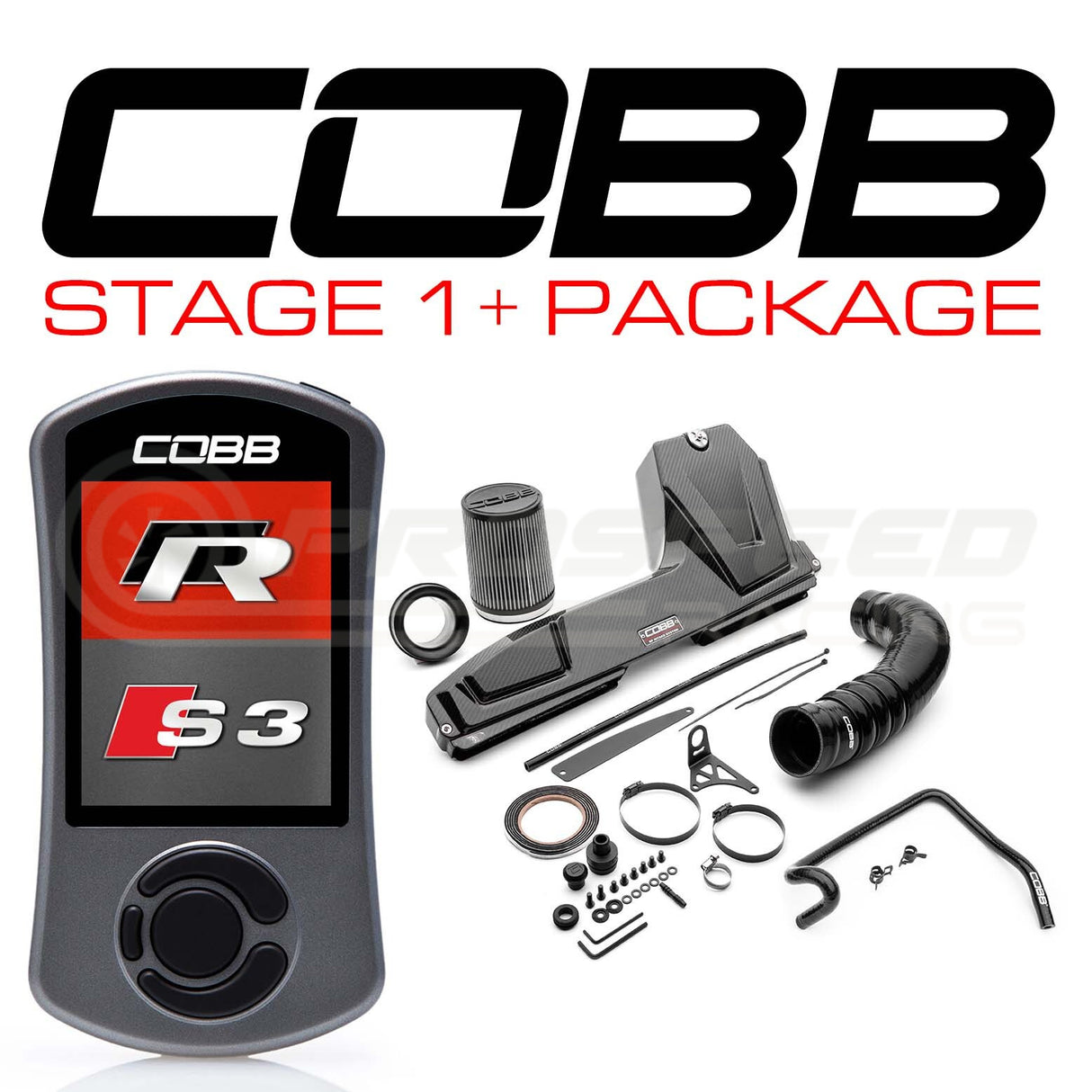 Cobb Tuning Stage 1+ Redline Carbon Power Package Audi S3 8V/VW Golf R Mk7-7.5 (w/DSG Flash) VLK003001P-DSG-RED