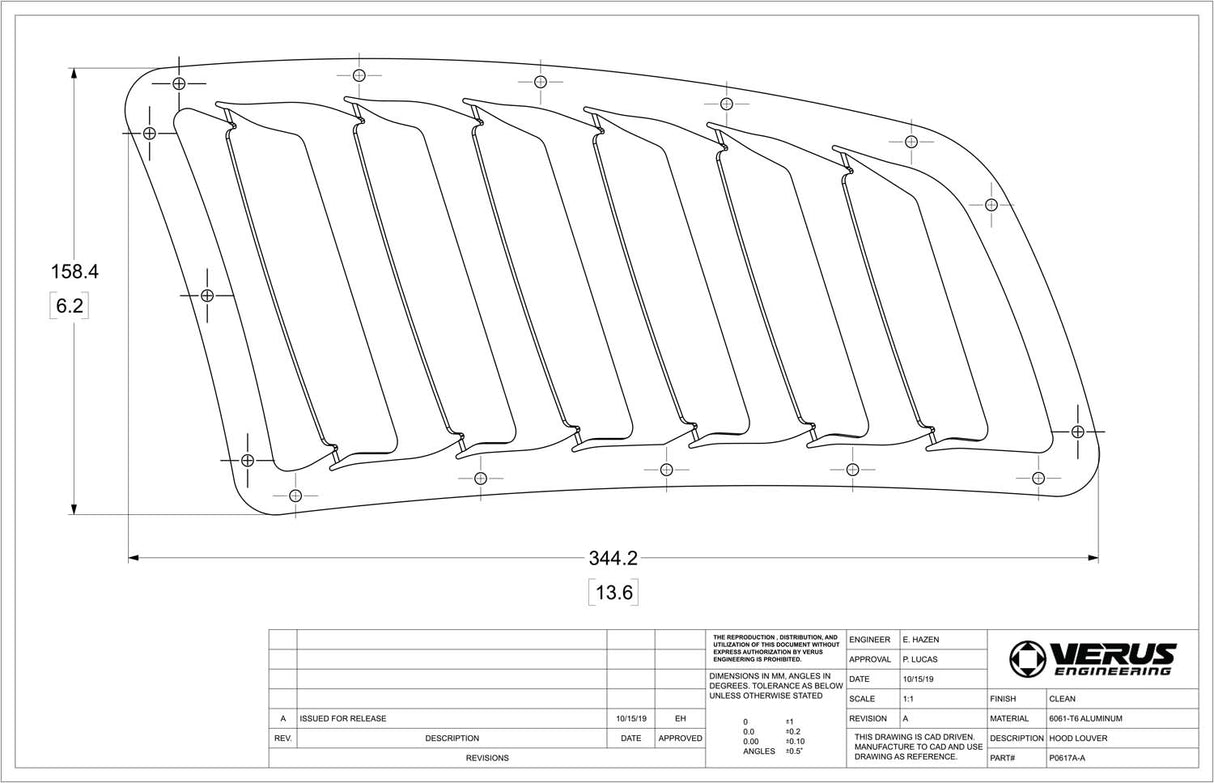 Verus Engineering X5K Bonnet Louver Kit