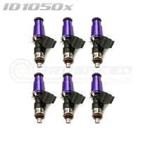 ID1050-XDS Injectors Set of 6, 60mm Length, 14mm Purple Adaptor Top, 14mm Lower O-Ring/11mm Machine O-Ring Retainer - Nissan GT-R R35 (V1 T1 Rails)