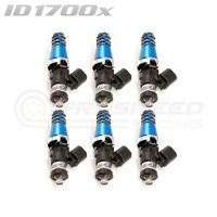ID1700-XDS Injectors Set of 6, 60mm Length, 11mm Blue Adaptor Top, Denso Lower Cushion - Nissan Skyline R32/R33/R34/Toyota Supra 2JZ-GE/7M-GTE