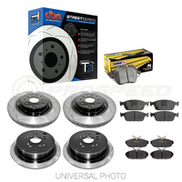 DBA T2 Slotted Front/Rear Rotors w/Hawk Performance Ceramic Pads - Ford Focus ST LW 11-15