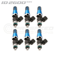 ID2600-XDS Injectors Set of 6, 60mm Length, 11mm Blue Adaptor Top, 14mm Lower O-Ring - Toyota Supra 2JZ-GTE/Nissan 300ZX Z32