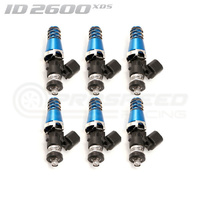 ID2600-XDS Injectors Set of 6, 60mm Length, 11mm Blue Adaptor Top, Denso Lower Cushion - Nissan Skyline R32/R33/R34/Toyota Supra 2JZ-GE/7M-GTE