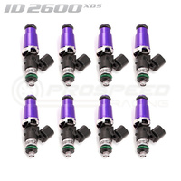 ID2600-XDS Injectors Set of 8, 60mm Length, 14mm Purple Adaptor Top, 14mm Lower O-Ring - Holden/GM LS1/LS6/BMW 540i/740i