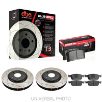 DBA T3 4000 Slotted Rear Rotors w/Hawk Performance HPS 5.0 Pads - Holden Commodore SS-V Redline
