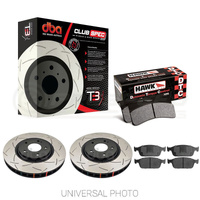 DBA T3 4000 Slotted Front Rotors w/Hawk Performance DTC-30 Pads - Ford Focus RS LZ 16-17