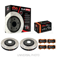 DBA T3 4000 Slotted Front Rotors w/DBA Xtreme Performance Pads - Subaru WRX 09-14/BRZ 12-21, 22+/Forester SH/Toyota 86 GT/GTS