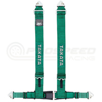 Takata Racing Drift III 4 Point Snap In Harness Green - 3" Shoulder/2" Lap
