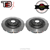 DBA T3 4000XD Wave Drilled/Dimpled Rotors PAIR - Ford Mustang GT/Ecoboost FM/FM 15-21 (Rear, 330 x 25mm)