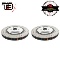 DBA T3 5000 2-Piece Cross Drilled/Dimpled Rotors Silver PAIR - Audi RS3 RSQ3 20+/Cupra Formentor (Front 374 x 36mm)