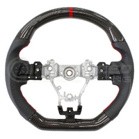 PSR D Shape Steering Wheel Leather/Carbon w/Red Stitching - Subaru WRX/STI 15-21