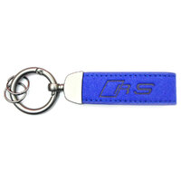 PSR Deluxe Leather Jet Tag Key Ring Blue w/Audi RS Logo