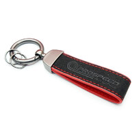 PSR Deluxe Leather Jet Tag Key Ring Black/Red