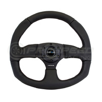 NRG Flat Botton Steering Wheel Black Leather/Black Stitching 