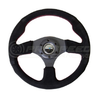 NRG Racing Steering Wheel 320mm Black Suede/Red Stitching