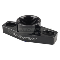 Raceworks Turbo Drain Adapter Female AN-8 ORB Black - Suit Small Turbo (38-44mm Slotted Holes)