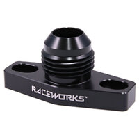 Raceworks Turbo Drain Adaptor Male AN-10 Flare Black - Suit Small Turbo (38-44mm Slotted Holes)