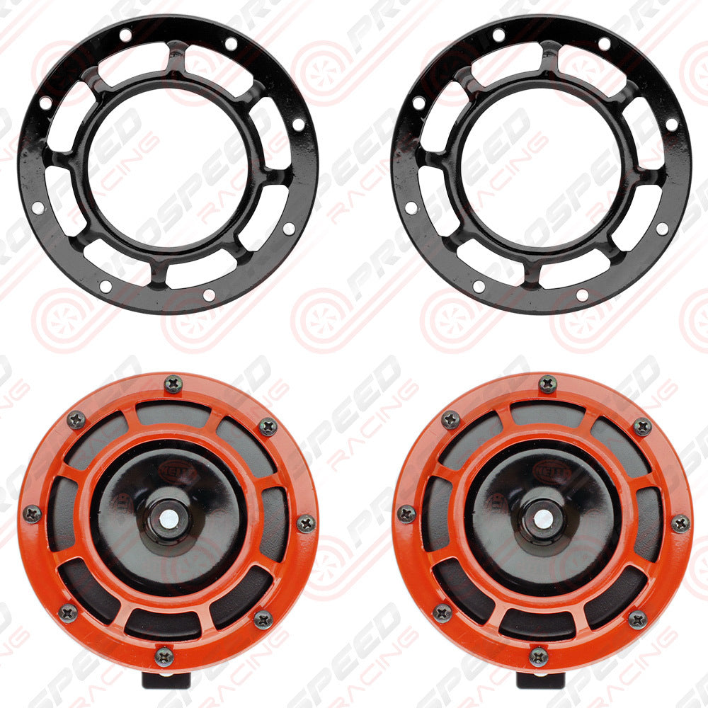 Hella Genuine Supertone Red Horn PAIR w/PSR Coloured Covers