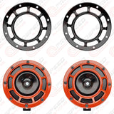 Hella Genuine Supertone Red Horn PAIR w/PSR Coloured Covers