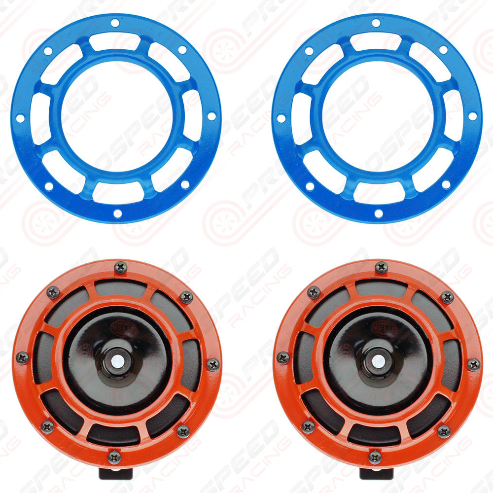 Hella Genuine Supertone Red Horn PAIR w/PSR Coloured Covers