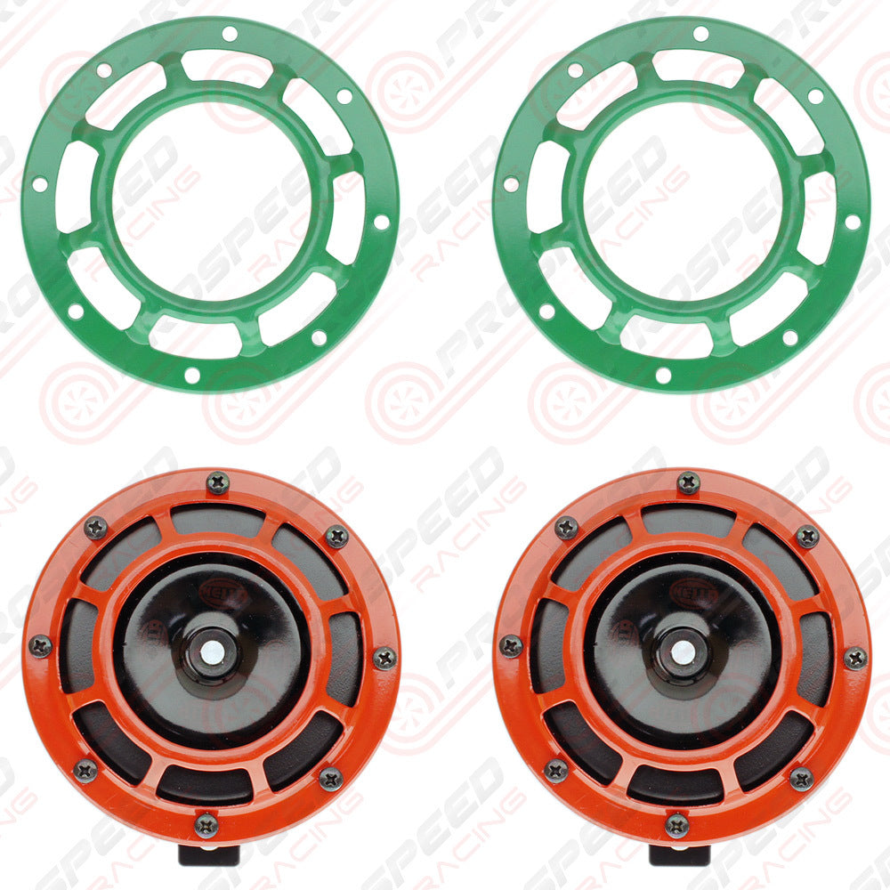 Hella Genuine Supertone Red Horn PAIR w/PSR Coloured Covers