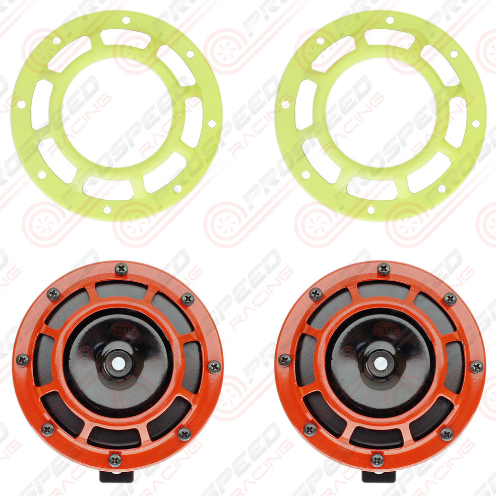 Hella Genuine Supertone Red Horn PAIR w/PSR Coloured Covers