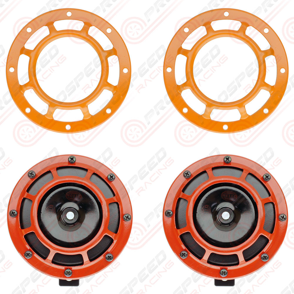 Hella Genuine Supertone Red Horn PAIR w/PSR Coloured Covers