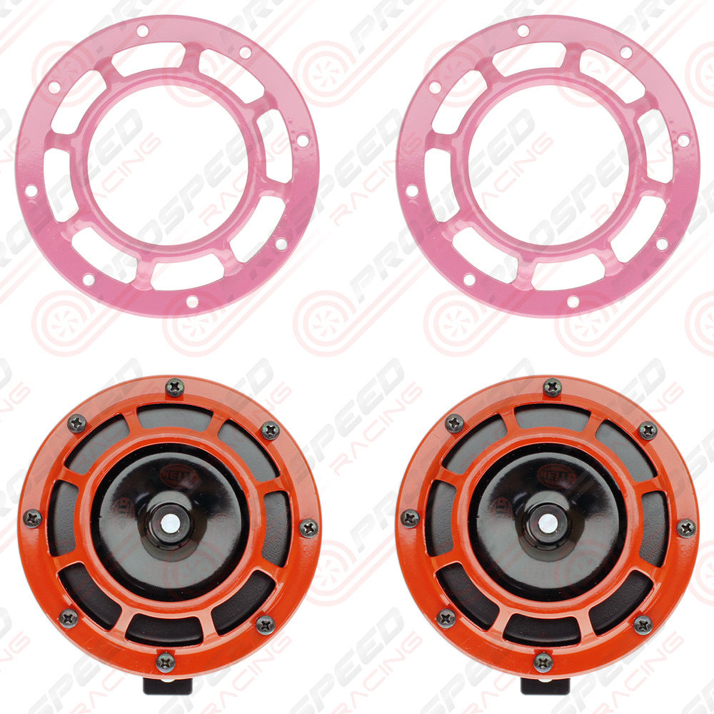 Hella Genuine Supertone Red Horn PAIR w/PSR Coloured Covers