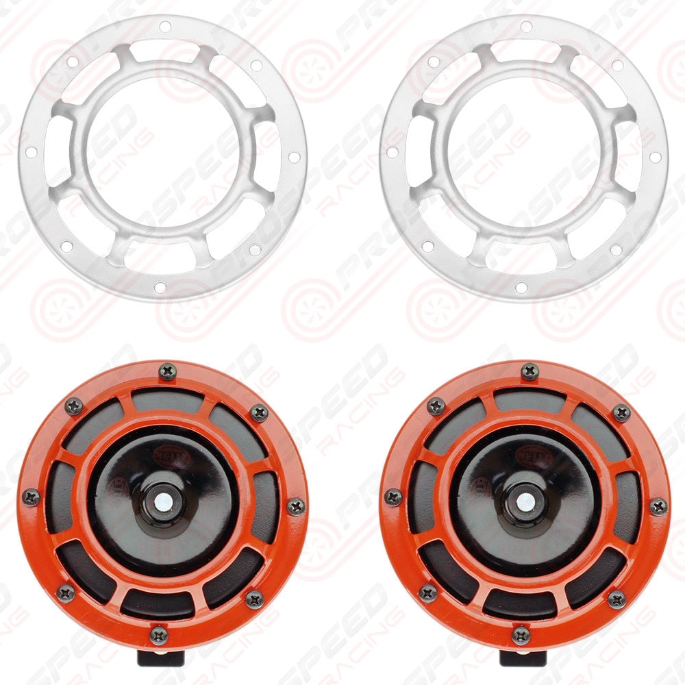 Hella Genuine Supertone Red Horn PAIR w/PSR Coloured Covers
