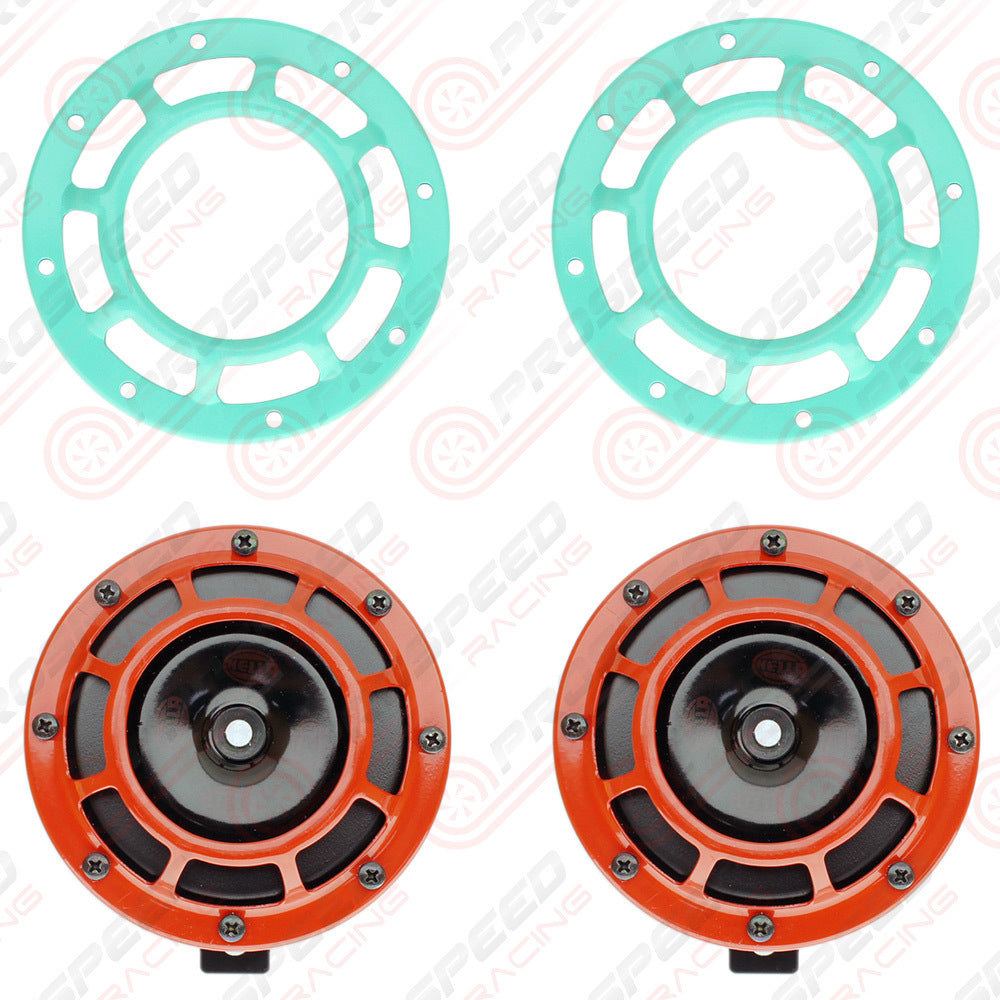 Hella Genuine Supertone Red Horn PAIR w/PSR Coloured Covers