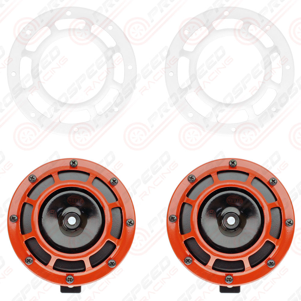Hella Genuine Supertone Red Horn PAIR w/PSR Coloured Covers