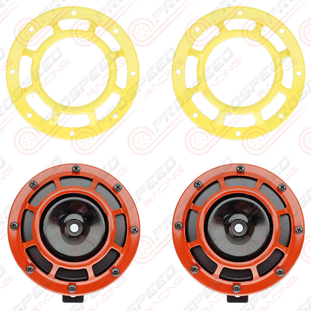 Hella Genuine Supertone Red Horn PAIR w/PSR Coloured Covers