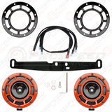 Hella Genuine Supertone Red Horn PAIR w/PSR Coloured Covers, Harness & Bracket
