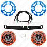 Hella Genuine Supertone Red Horn PAIR w/PSR Coloured Covers, Harness & Bracket