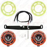 Hella Genuine Supertone Red Horn PAIR w/PSR Coloured Covers, Harness & Bracket