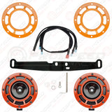Hella Genuine Supertone Red Horn PAIR w/PSR Coloured Covers, Harness & Bracket