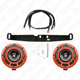 Hella Genuine Supertone Red Horn PAIR w/PSR Coloured Covers, Harness & Bracket