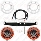 Hella Genuine Supertone Red Horn PAIR w/PSR Coloured Covers, Harness & Bracket