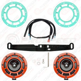Hella Genuine Supertone Red Horn PAIR w/PSR Coloured Covers, Harness & Bracket