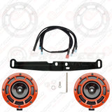 Hella Genuine Supertone Red Horn PAIR w/PSR Coloured Covers, Harness & Bracket
