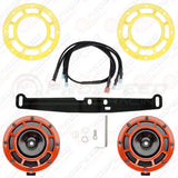 Hella Genuine Supertone Red Horn PAIR w/PSR Coloured Covers, Harness & Bracket