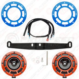 Hella Genuine Supertone Red Horn PAIR w/PSR Coloured Covers, Harness & Bracket