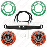 Hella Genuine Supertone Red Horn PAIR w/PSR Coloured Covers, Harness & Bracket